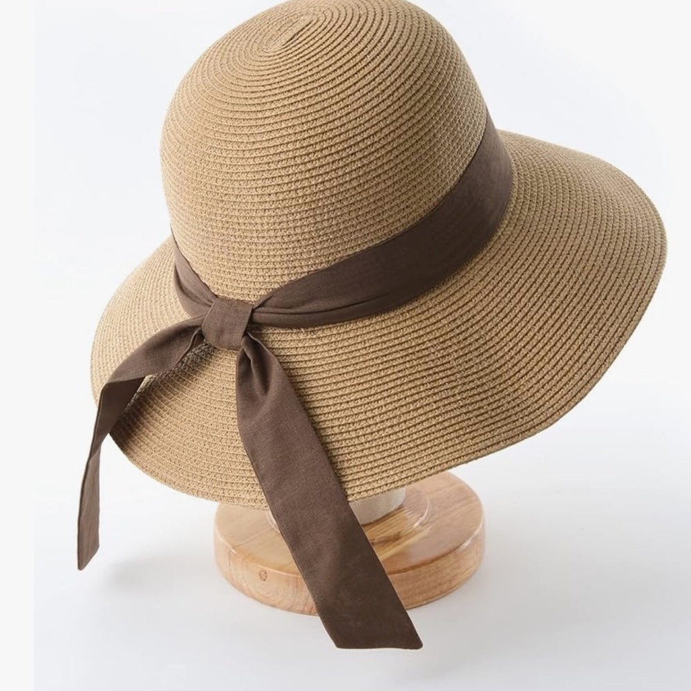 FURTALK Womens Beach Sun Straw Hat UV UPF 80+ Travel Foldable Brim Summer UV Hat - Picture 3 of 4
